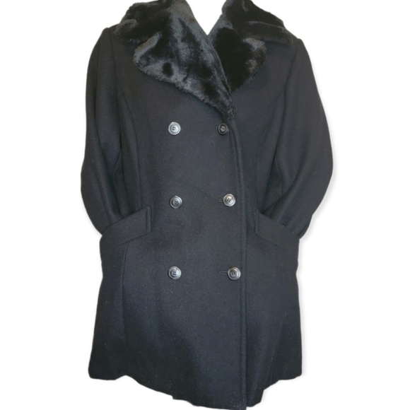 Carolina Colours Vintage Wool Blend Silk Lined Faux Fur Accented Coat, EUC, sz M - Picture 5 of 9